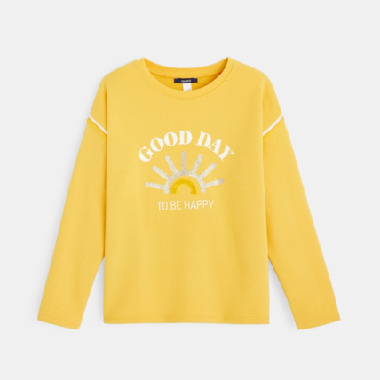 Avis Sweat à message Good Day jaune fille OKAIDI 1