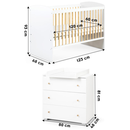 Avis Ensemble lit bébé et commode à langer 3 tiroirs Karolina II Mon Mobilier Design 4