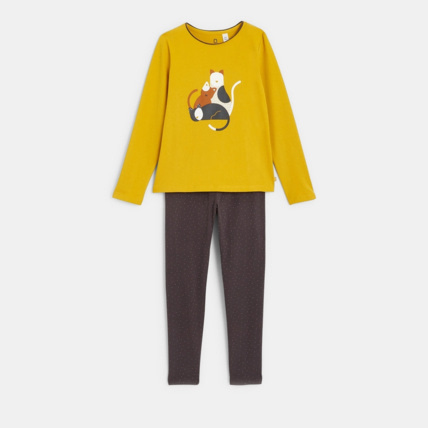 Avis Pyjama 2 pièces en jersey motif chat jaune fille OKAIDI 1