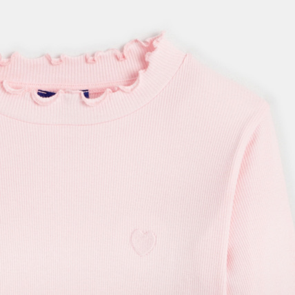 Avis T-shirt côtelé broderie cœur rose fille OKAIDI 2