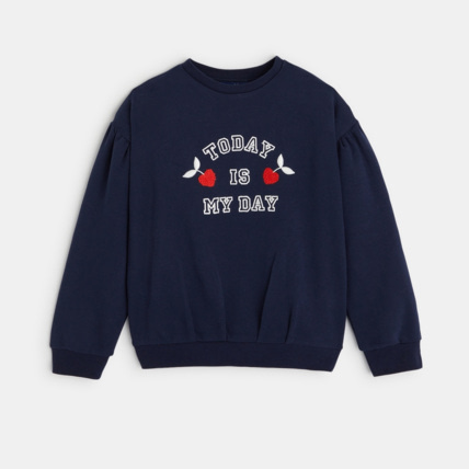 Avis Sweat-shirt à message bleu fille OKAIDI 1