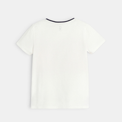 Avis T-shirt à message en jersey piqué blanc garçon OKAIDI 3