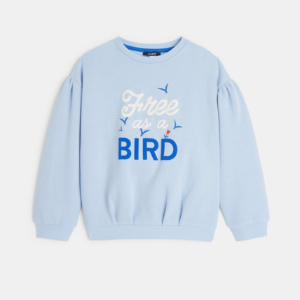 Avis Sweat-shirt en molleton à message "Free as a bird" bleu fille OKAIDI 1