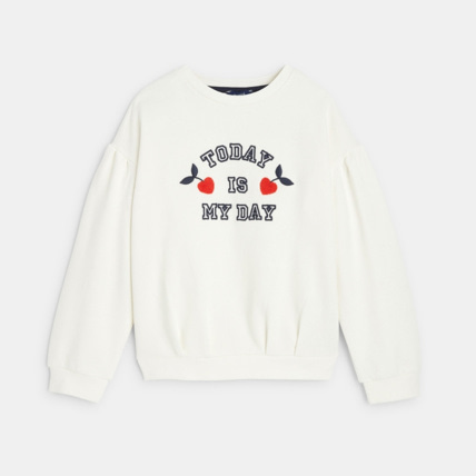 Avis Sweat-shirt à message "today is my day" blanc fille OKAIDI 2