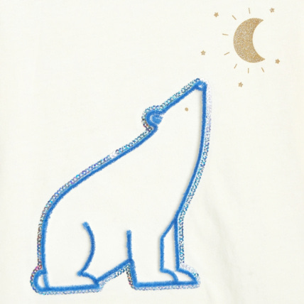 Avis T-shirt coton bio à motif 3D ours polaire blanc fille OKAIDI 2