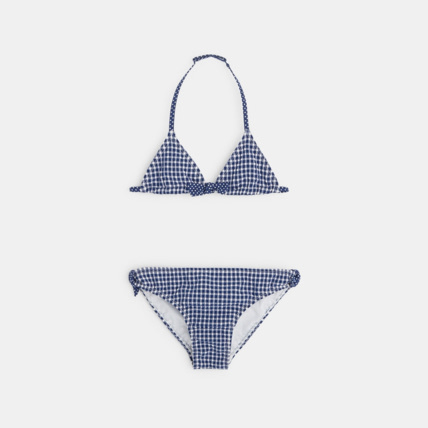 Avis Maillot bikini triangle vichy bleu fille OKAIDI 1