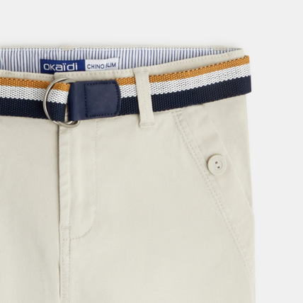 Avis Pantalon chino ceinturé en toile beige garçon OKAIDI 2