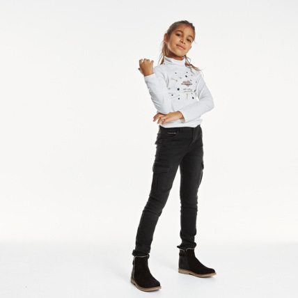 Avis Pantalon skinny en toile stretch gris fille OKAIDI 1