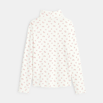 Avis T-shirt col roulé côtelé imprimé rose fille OKAIDI 4