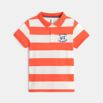 Avis Polo rayé en jersey piqué orange garçon OKAIDI 1
