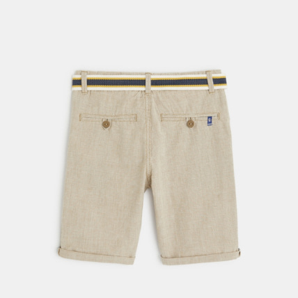 Bermuda slim en coton et lin marron garcon OKAIDI Comparateur Avis Prix