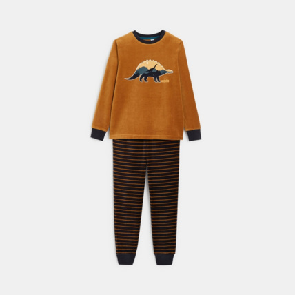 Avis Pyjama 2 pièces en velours motif dinosaures orange garçon OKAIDI 1
