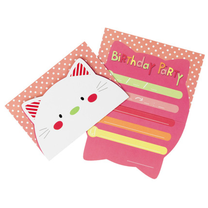 Avis Lot de 10 cartons d'invitations anniversaire motif chat Prémaman 1
