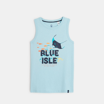 Avis Débardeur à motif et message "blue isle" bleu garçon OKAIDI 1