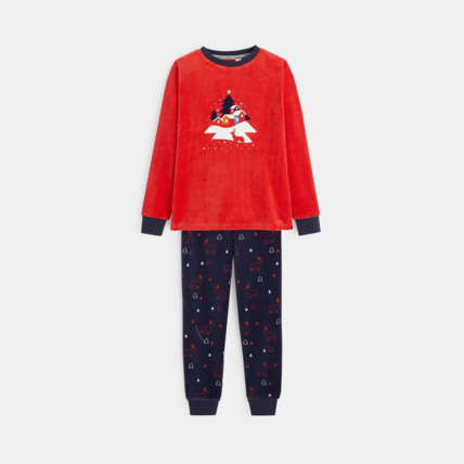 Avis Pyjama 2 pièces en velours motif Noël rouge garçon OKAIDI 1