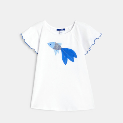 Avis T-shirt fantaisie motif poisson blanc fille OKAIDI 2