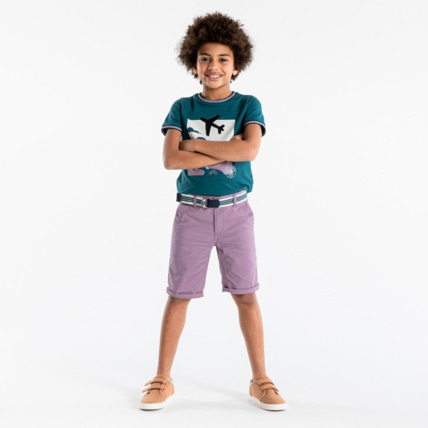 Avis Bermuda slim maille fantaisie violet garçon OKAIDI 1