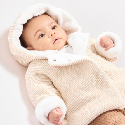 Avis Veste chaude en maille doublée soft boa à capuche naissance OBAÏBI 2