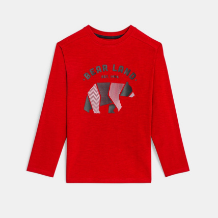 Avis T-shirt manches longues motif ours rouge garçon OKAIDI 1