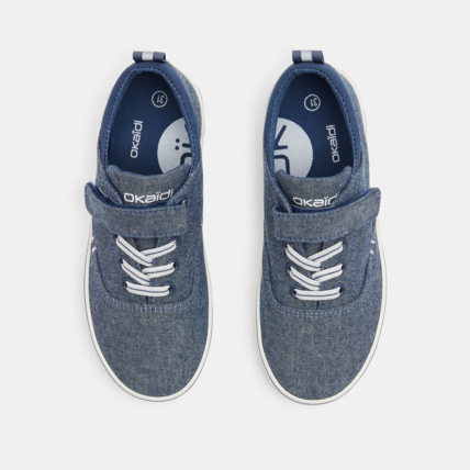 Avis Tennis toile chambray lacets et scratch bleues garçon OKAIDI 2