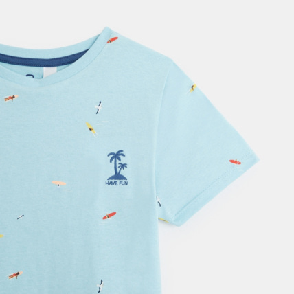 Avis T-shirt manches courtes à petits motifs bleu garçon OKAIDI 3