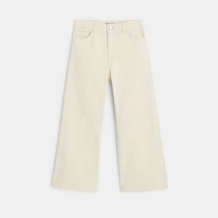 Avis Pantalon large en toile unie blanc fille OKAIDI 1