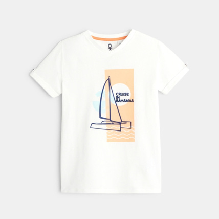 Avis T-shirt manches courtes à message blanc garçon OKAIDI 1
