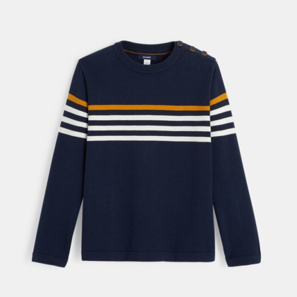Avis Pull coton à rayures bleu garçon OKAIDI 1