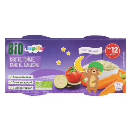 Avis Coupelle 12 mois nuit Bio - Risotto, tomate, carotte, aubergine lupilu® 1