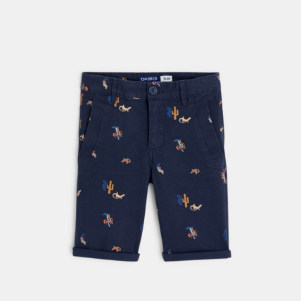 Avis Bermuda slim en toile imprimée bleu garçon OKAIDI 2