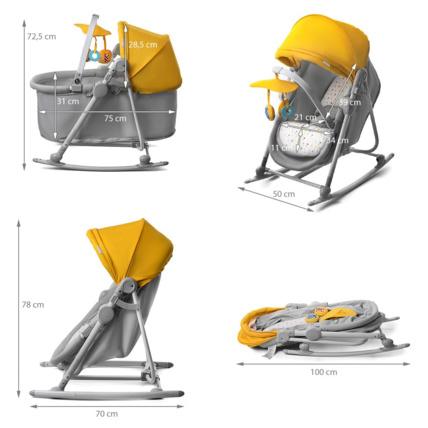 Balancelle Kinderkraft 5 fonctions en 1, lit bébé, berceau, transat,  balancelle et chaise, livraison gratuite