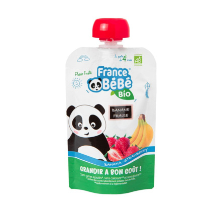 Avis Gourde de purée de fruits Banane Fraise - 100g - A partir de 4 mois FRANCE BEBE BIO 1