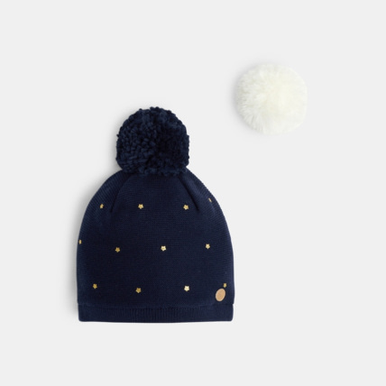 Avis Bonnet étoilé à pompon interchangeable bleu fille OKAIDI 3