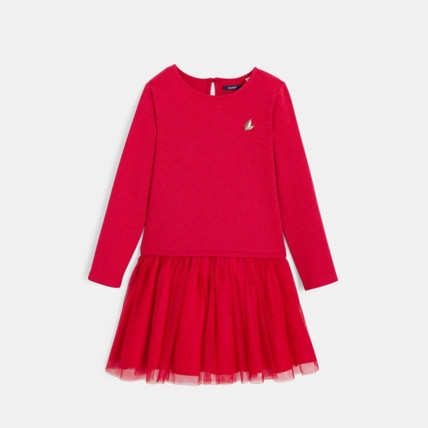 Avis Robe bimatière irisée de fête rouge fille OKAIDI 1