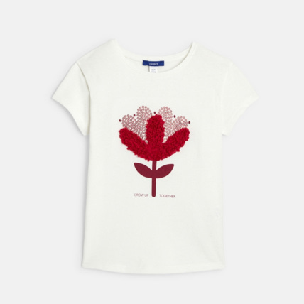 Avis T-shirt à motif en relief rose fille OKAIDI 1