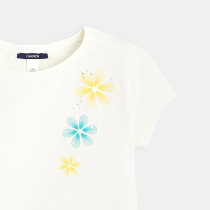 Avis T-shirt stretch à fleurs blanc fille OKAIDI 2