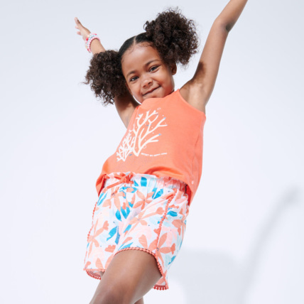 Avis Short imprimé en jersey de coton orange fille OKAIDI 1