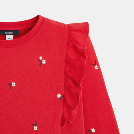 Avis Sweat à volants et imprimé fleurs rouge fille OKAIDI 3
