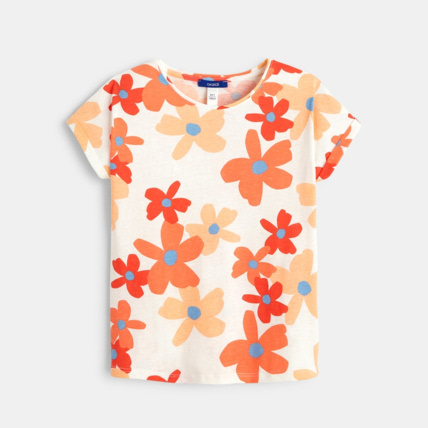 Avis T-shirt grandes fleurs rouge fille OKAIDI 1