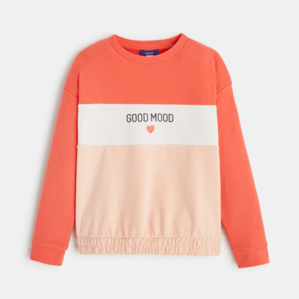 Avis Sweat-shirt à message orange fille OKAIDI 1