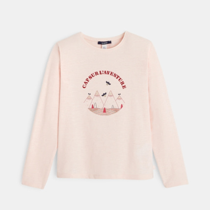 Avis T-shirt manches longues à message rose fille OKAIDI 1