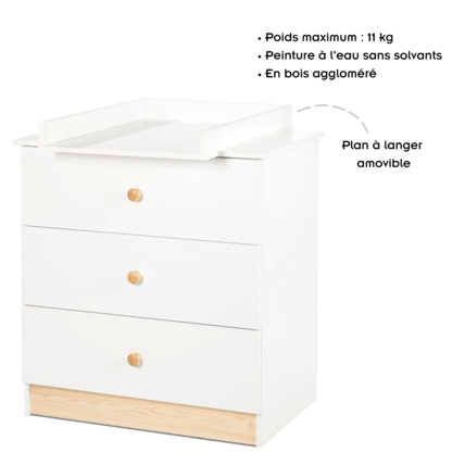 Avis Commode à langer 3 tiroirs avec plan à langer amovible WILLY KLUPS 2