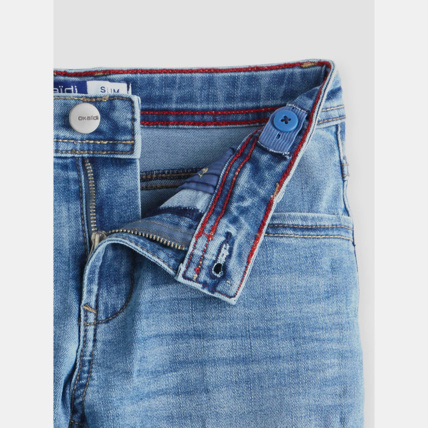 Avis Bermuda slim en jean hyper-stretch bleu garçon OKAIDI 4