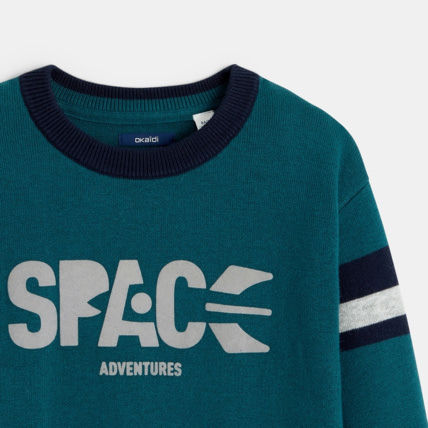 Avis Pull col rond à message Space Adventures vert garçon OKAIDI 3