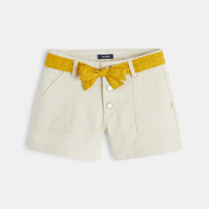 Avis Short en toile ceinturé blanc fille OKAIDI 1