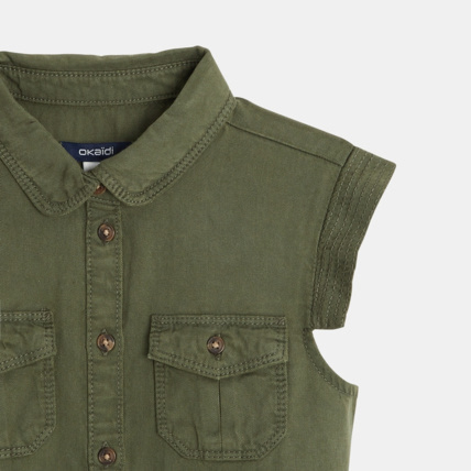 Avis Robe safari en toile unie verte fille OKAIDI 3