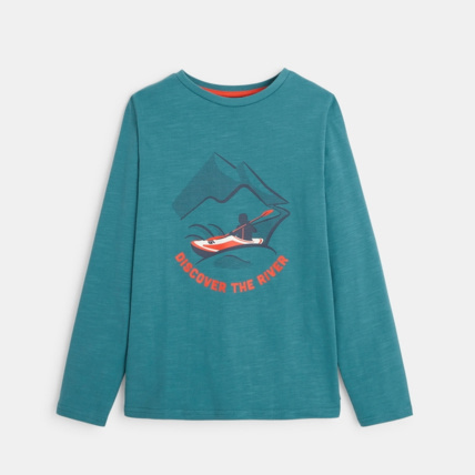 Avis T-shirt manches longues imprimé kayak vert garçon OKAIDI 2