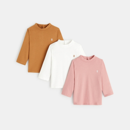 Avis T-shirt uni petit col montant (lot de 3) OBAÏBI 1