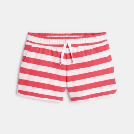 Avis Short en molleton rayé rose fille OKAIDI 1