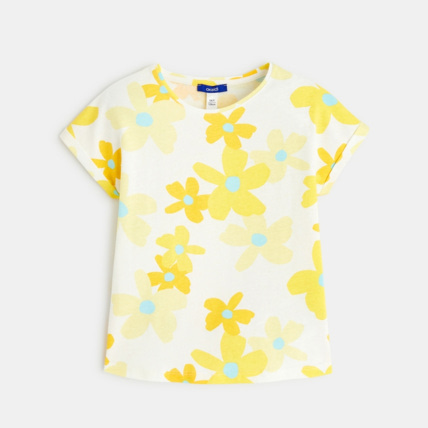 Avis T-shirt grandes fleurs jaune fille OKAIDI 2